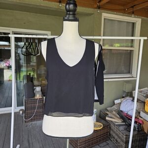 TOBI Black Sheer Tank Top Open Back Crisscross Small